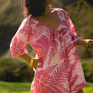 New beach print round neck wide-leg <b>short</b> <b>jumpsuit</b> custom breathable linen cotton <b>jumpsuit</b> - Product Image 2