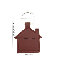 Porte-clés personnalisé en cuir PU en forme de maison, porte-clés de voiture promotionnel en métal, vente en gros, nouveau cadeau pour la maison, pour agents immobiliers