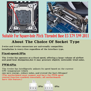 Qiuzaim Máy tính để bàn 2011 <span class=keywords><strong>CPU</strong></span> tản nhiệt 4/6 ống đồng làm mát bằng không khí X99 <span class=keywords><strong>CPU</strong></span> Fan 4-pin/PWM im lặng X79 Bo mạch chủ 12cm - Product Image 2