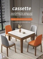 Ensemble table et chaises de salle à manger en marbre et bois massif, style nordique moderne, 4 places, pour cuisine et petit espace.