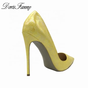 Yellow Summer Thin <b>Heels</b> Women's Fashion Fancy Luxury Mary Jane Pumps Super High 2023 Party Wedding Stiletto Shoes Sexy - Product Image 5