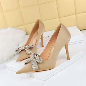 Women's High <strong>Heel</strong> Stiletto Pumps Bow Rhinestone Buckle <strong>Sandals</strong> Wedding Dressy Shoes - Product Image 1