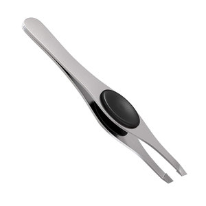 Pince à épiler pour sourcils OEM sous marque privée, en acier inoxydable, avec poignée antidérapante, logo personnalisé, pointe inclinée en acier - Product Image 2