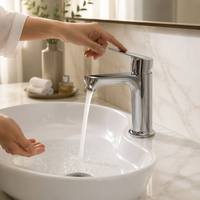 Robinet de lavabo monocommande chromé en alliage de zinc, mitigeur de salle de bain à poser, avec aérateur économiseur d'eau