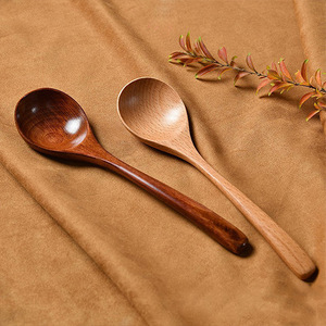 Japanese-style wooden <b>spoons</b> with long handles, suitable for home use, such as for soup or ramen. High-quality and - Product Image 2