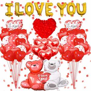 Décoration de scène de mariage Saint Valentin Décoration de fête 18 pouces Coeur Feuille 32 pouces Lettre AMOUR Valentine Ballons - Product Image 2