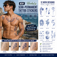 Stiker Tato Semi Permanen Mini Minimalis Tahan Air Tahan Lama Tinta Biru Tato Temporer