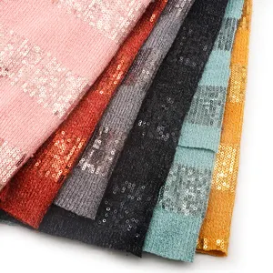 Vải dệt kim Hacci mùa đông, chất liệu polyester rayon viscose spandex pha sequin thêu, nhuộm trơn - Product Image 1