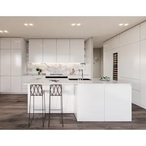 Preço barato moderno conjunto completo armários lustrosos mobiliário design australiano de alto brilho branco acrílico armário de cozinha para venda