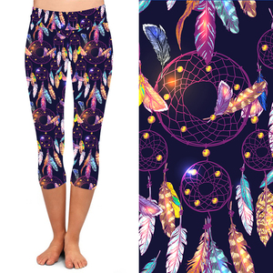 Usine en gros petit mélange de quantité minimale de commande Design peau de pêche beurre doux é<span class=keywords><strong>l</strong></span>égant plume capteur de rêves femmes Leggings tenue décontracté - Product Image 3