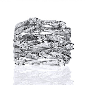 Anello da donna a fascia larga con design a nido d'ape e multi-loop - Product Image 3