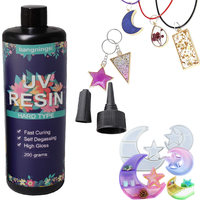Résine UV Cristal Clair Type Dur Colle 200g Résine Époxy Outil Kit UV Ultraviolet Solaire Durcissement Résine Activée par la Lumière du Soleil pour Coulée