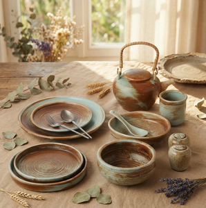 أطقم أطباق يابانية من السيراميك الصيني الملون، مجموعة عشاء إبداعية من البورسلين بنمط نورديك، أدوات مائدة منقطة للمطاعم - Product Image 4