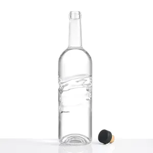 Custom 750ml Matte Dark Glass Vodka Bottle Frosted Liquor With Cork