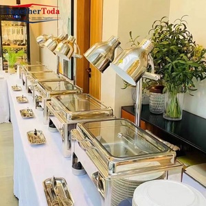 Juego de Catering de Acero Inoxidable Dorado de Lujo de 9L, Olla Eléctrica Interior Caliente, Servidor de Buffet para Bodas, Hotel, Suministro de <span class=keywords><strong>Alimentos</strong></span> - Product Image 2