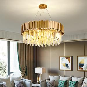 Lustre Led Postmoderne Rond <span class=keywords><strong>Doré</strong></span> Acier Inoxydable Cristal Lustre <span class=keywords><strong>Suspension</strong></span> Luminaire Lampe Pour Salle À Manger - Product Image 3