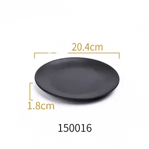 Effen Zwart Plastic Servies Bord Set Serviesgoed Restaurant Barbecue Steak Borden Huishoudelijke Melamine Diner Gerechten