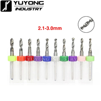 Jeu de 10 forets pour PCB de 2,1 mm à 3,0 mm/3,05 mm pour percer les circuits imprimés, forets miniatures en carbure pour machine CNC