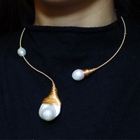 2024 nouveau Design 14K plaqué or collier pour femmes tissé à la main perles baroques d'eau douce naturelles perles pour mariage