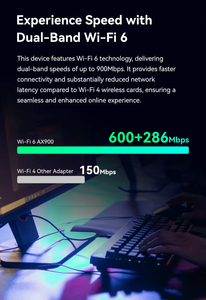 محول لاسلكي USB عالي الكسب BL-WDN900AXBT AX900 يدعم Wi-Fi6 وBluetooth 5.4، 2 في 1، بطاقة شبكة لاسلكية خارجية للكمبيوتر المحمول وسطح المكتب - Product Image 4