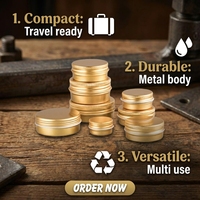 Vente en gros vente directe de stock pot de bougie rond stockage boîte de conserve savon baume à lèvres boîte bouchon à vis pot en aluminium boîtes d'emballage cosmétique