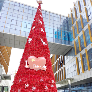 ไฟ LED ต้นคริสต์มาสขนาดยักษ์สีแดงสีชมพูพร้อมของตกแต่งตามสั่งทันสมัยสำหรับตกแต่งถนนในเชิงพาณิชย์ที่บ้าน - Product Image 3