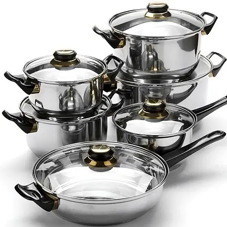 12-टुकड़ा के साथ गैर छड़ी फ्राइंग पैन Cookware सेट, सबसे अच्छा बेच सस्ते स्टेनलेस स्टील के बर्तन, उच्च गुणवत्ता वाले खाना पकाने के