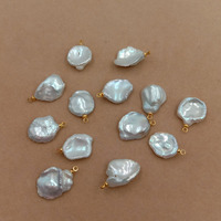 Perle de bricolage, grosse perle baroque Keshi de 13 à 18mm, perle d'eau douce en vrac avec un cintre en métal plaqué or en PVD en acier inoxydable
