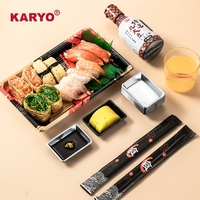 KARYO 1109 Boîte à bento en plastique transparente avec couvercle imprimé personnalisé pour sushi Récipient d'emballage en plastique
