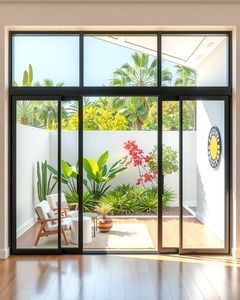 Fenêtres et portes en verre trempé double <span class=keywords><strong>sur</strong></span> mesure, <span class=keywords><strong>rail</strong></span> personnalisé, porte coulissante en aluminium pour véranda en vente - Product Image 1