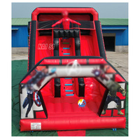 Toboggan gonflable commercial à double voie rouge à prix avantageux pour enfants, château gonflable en PVC durable pour la location