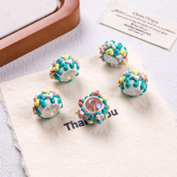 Perles acryliques peintes à la main en forme de fleur de 18 mm, style mixte, pour chaîne de téléphone portable et accessoires de voiture