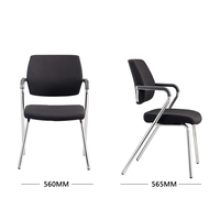 Chaise de bureau ergonomique rembourrée en tissu pour visiteurs, avec base chromée et accoudoirs fixes, idéale pour les conférences et la formation (vente en gros)