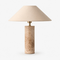 Lampe de table moderne en pierre naturelle avec abat-jour en tissu E14/E26 LED, lampe de chevet pour la décoration d'hôtel/villa