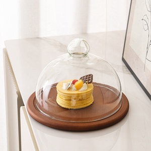 Giao Hàng Nhanh Bằng Gỗ Bánh Đứng Với Glass Dome Bánh Hiển Thị Máy Chủ Khay Cho Nhà Bếp Sinh Nhật Bên Đám Cưới Nướng Quà Tặng - Product Image 2