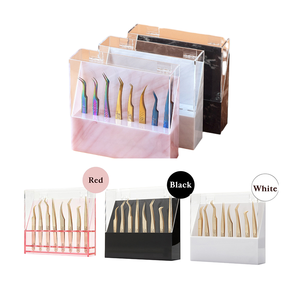 8 Hole Acrylic Eyelash Curler Tweezers Storage Rack Dust Proof Lash Extension Display Stand - Product Image 1