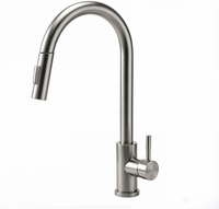 Robinet de cuisine monocommande noir en acier inoxydable 304, chaud/froid, extractible, à détection tactile, vente chaude OEM