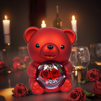 Boîte cadeau ours en peluche avec rose éternelle, idéale pour ranger les bagues et colliers de mariage, d'anniversaire et de célébration comme cadeaux