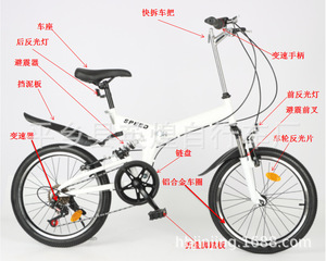 Vélo pliable rembourré à vitesse variable de 20 pouces, vélo à 6 vitesses, vélo <span class=keywords><strong>4S</strong></span>, cadeau de magasin, cadre rembourré, fourche rembourrée - Product Image 4