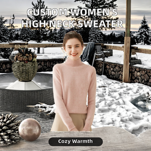 Customizable Women's High Neck Raglan Knit <b>Pullover</b> <b>Sweater</b> 100% Cotton Casual Style Winter Custom Logo Standard Thickness 300g - Product Image 2