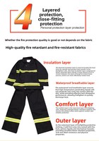 Combinaison de pompier HongAn en aramide deux pièces bleu marine/jaune ATPV 1 résistante à l'usure et aux coupures Nomex pour les incendies structurels