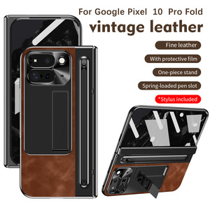 Étui de protection en cuir de luxe avec support pour stylet et fente pour stylo pour Google Pixel 10 Pro Fold / 9 Pro Fold, protection de charnière d'écran en verre - Product Image 4