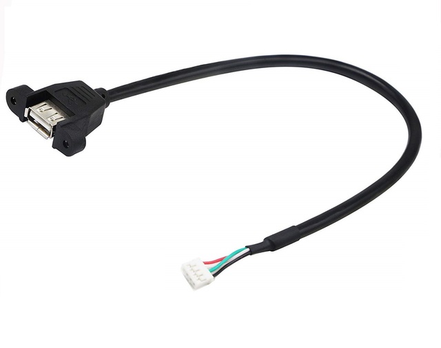 High Speed Panel Mount USB 2.0A Male to JST-PH 4Pin Female Adapter Cable for Power Bank Use (PVC)