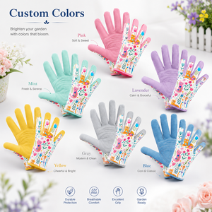 Guantes de Jardinería de Microfibra con Diseño Floral, Guantes de Trabajo para Mujer con Pantalla Táctil, Resistentes a Pinchazos, Personalizables OEM - Product Image 5