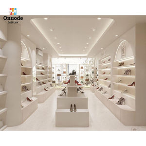 Fashion Women <b>Shoe</b> Display <b>Rack</b> | Modern <b>Wall</b>-Mounted <b>Shoe</b> Cabinet Ladies Footwear Island Stand Eco-Friendly Heavy Duty Custom - Product Image 4