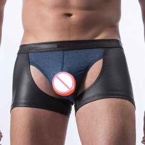 Boxer da Uomo Sexy in Pelle, Slip Traspiranti Senza Cuciture, Intimo Maschile Alla Moda - Product Image 1