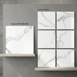 Satuario Italian 800x800mm Glossy Glazed Porcelain Floor Tiles Premium White Marble Look Finish - Product Image 4