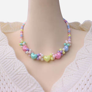 Collar con cuentas en forma de corazón, gargantilla estilo caramelo de color pastel, joyería de moda para fiestas - Product Image 1