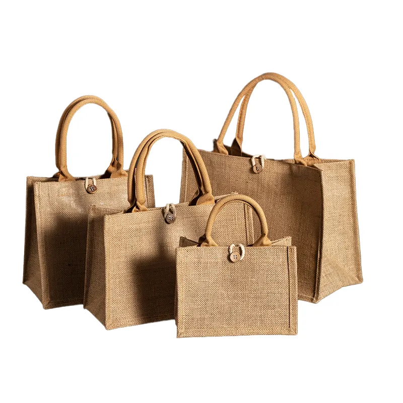 Hot Sale Big Capacity Jute Shopping Bags Customized Logo Printing Accept Hemp Tote Bag