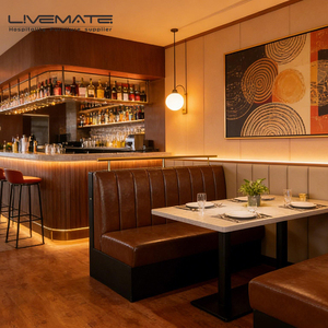 Ensemble de mobilier de cafétéria professionnel et durable, <span class=keywords><strong>2</strong></span> <span class=keywords><strong>places</strong></span>, dossier haut, banquette confortable pour hôtel, restaurant - Product Image 3